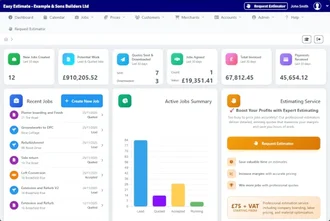 EasyEstimate construction estimating software dashboard